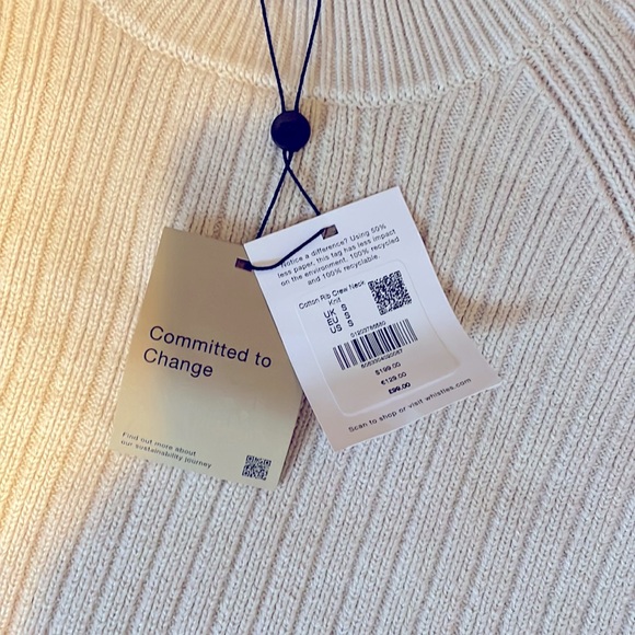 NWT Whistles Cotton Rib Crew Neck Knit. - Picture 8 of 8